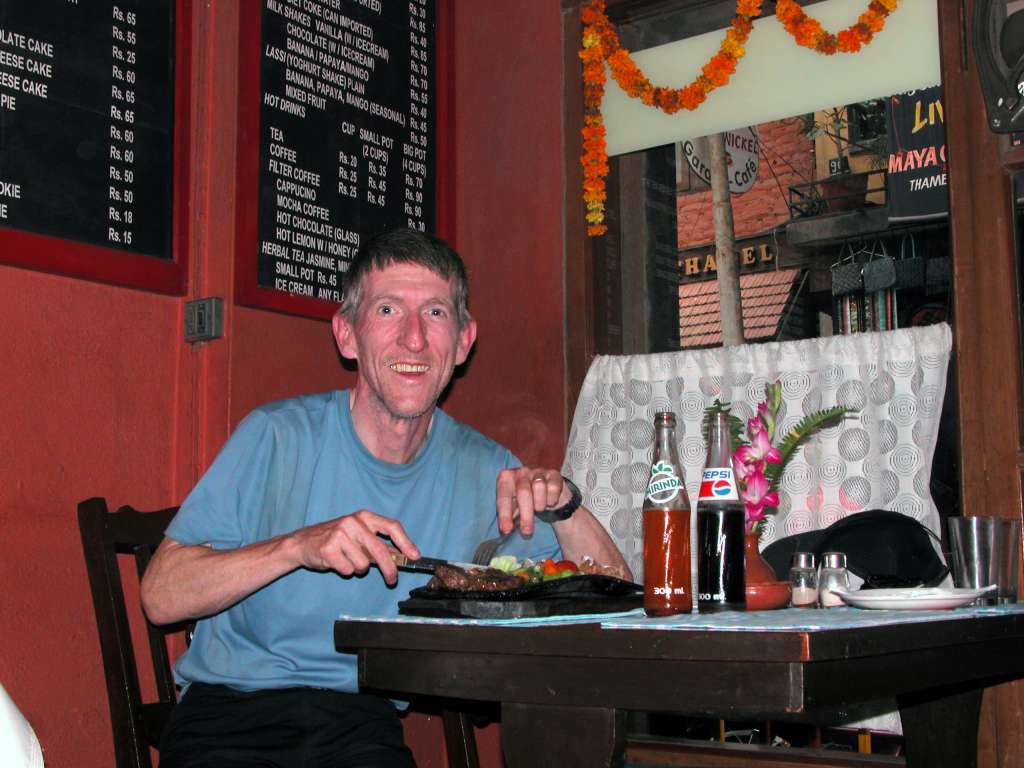 Annapurna 15 05 Kathmandu Eating Lunch At KCs After leaving Hongde at 8:50, and passing through Pokhara, I landed in Kathmandu at 12:30, and had lunch at KCs.